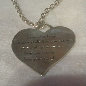 Reflections love silver tone necklace 16" with extender NWT (sku 857)